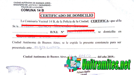 trÃ¡mite certificado de domicilio Buenos Aires 